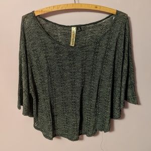 Sweater-knit flutter sleeve shirt